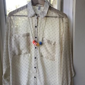 Chiffon Oversized Shirt in Mini Polka Dot